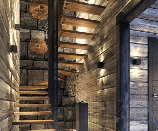 Escada metálica em madeira com design exclusivo em ambiente sofisticado - a arte em aço da HBFER Estruturas Metálicas